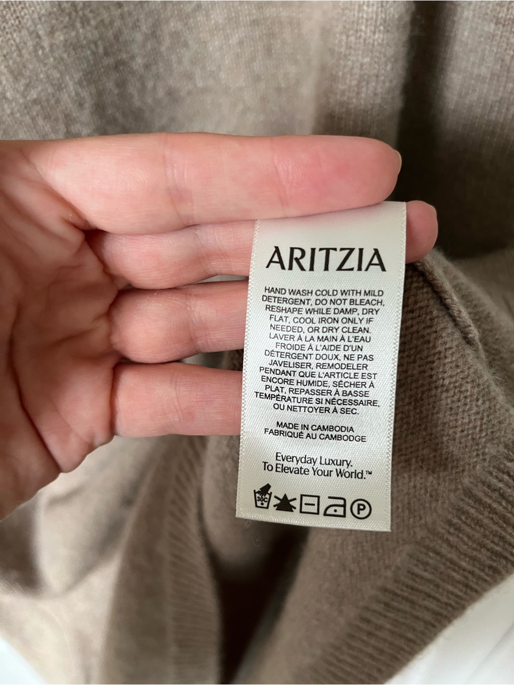 🤎 Aritzia Wilfred - Essential Wool Cashmere Taupe “Outline” Dress - Picture 6 of 8